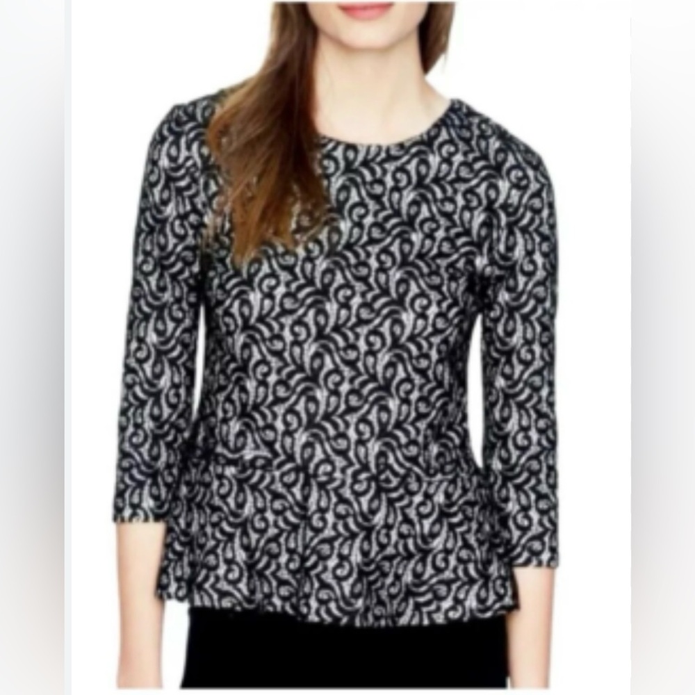 La Vanya Elegant Black and White Paisley Women's Top…..490A